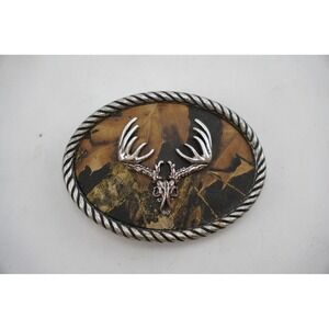Nocona Buckles Camo Deer Skull Antler Belt Buckle Western Cowboy Style Mens